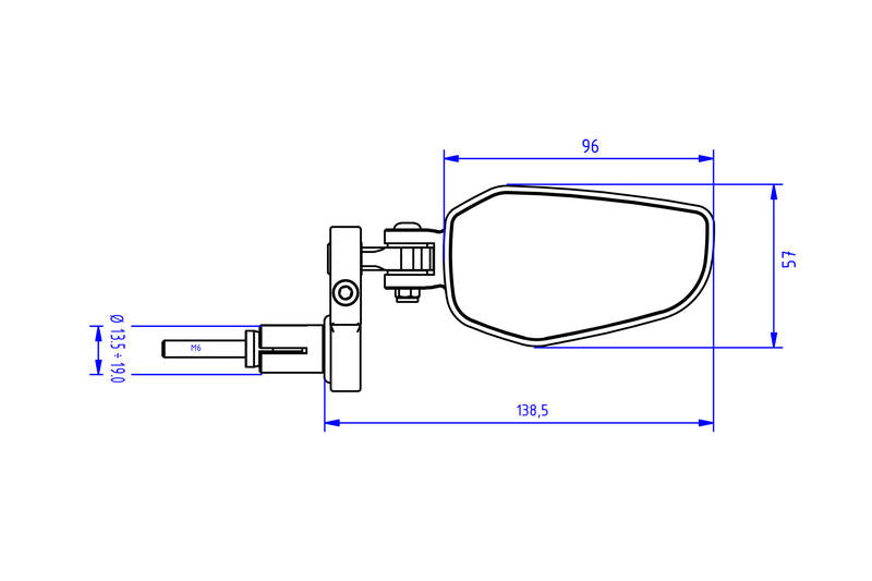 CNC Racing Evo bar end mirror right